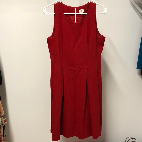 LOFT Red Pleated Dress - Picture 3 of 6